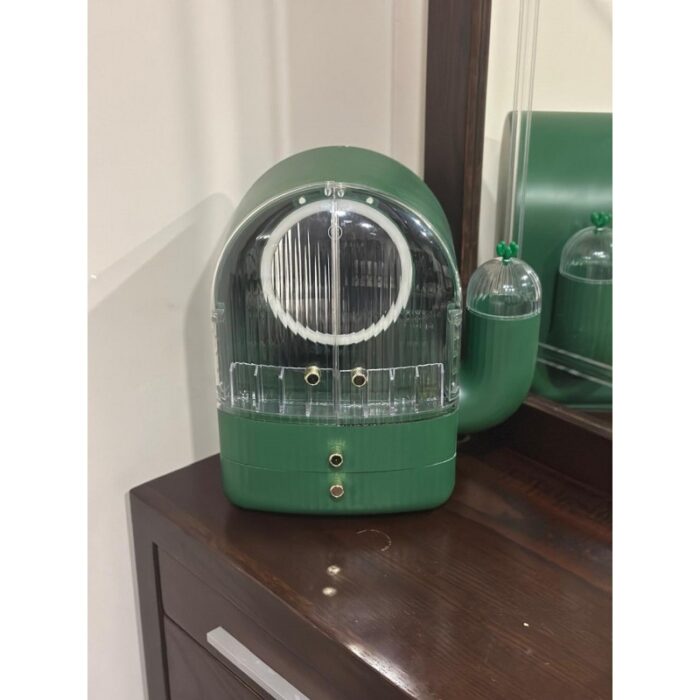 ⁦منظم توفير مساحة لاكسسواراتك و الميك اب مع جارورين ومراه واضاءة⁩ - الصورة ⁦2⁩