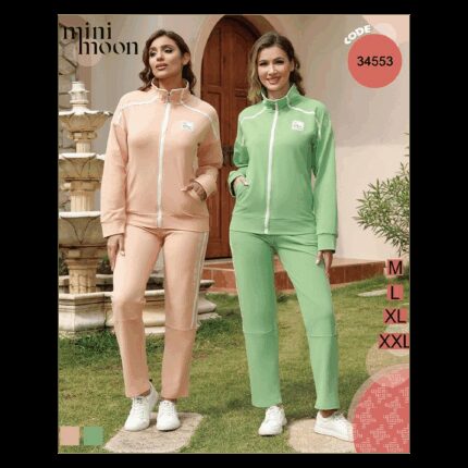 ترينيغ قطن بأكمام طويلة للنساء لون أخضر