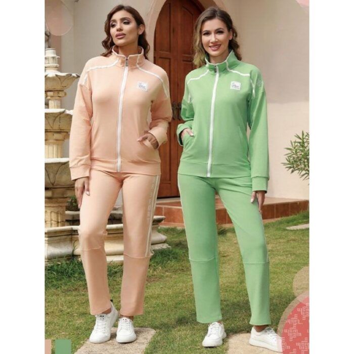 ⁦ترينيغ قطن بأكمام طويلة للنساء لون أخضر⁩ - الصورة ⁦2⁩