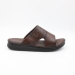 ⁦شبشب جلد طبيعي من SABATO للرجال لون بني محروق⁩ - الصورة ⁦3⁩