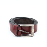 سير (حزام وسط) جلد طبيعي للرجال لون عنابي