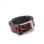 ⁦سير (حزام وسط) جلد طبيعي للرجال لون عنابي⁩ - الصورة ⁦2⁩