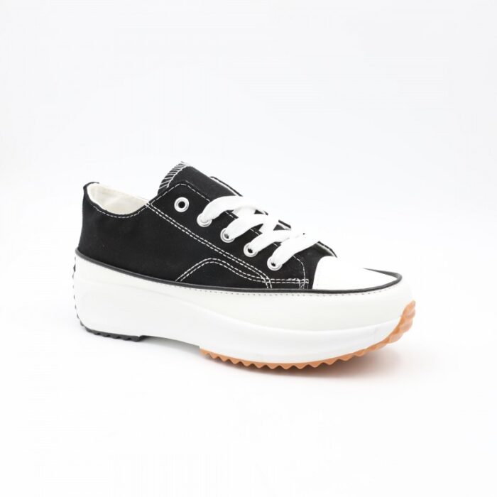 ⁦حذاء كاجوال ستاتي نعل عريض لون أسود وأبيض⁩ - الصورة ⁦2⁩