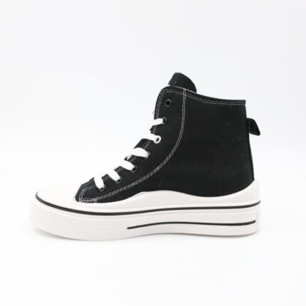 حذاء كاجوال ساق طويل ستاتي لون أسود