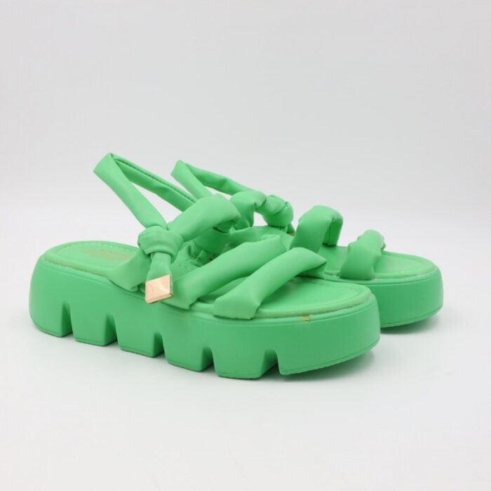 ⁦صندل ستاتي نعل عريض لون أخضر⁩ - الصورة ⁦1⁩