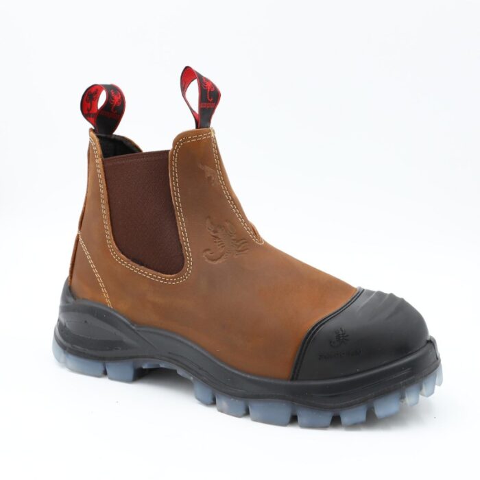 ⁦بسطار عمل من Scorpion مقدمة حماية حديد وجلدة بلاستيك حماية لون أسود للرجال لون بني⁩ - الصورة ⁦3⁩