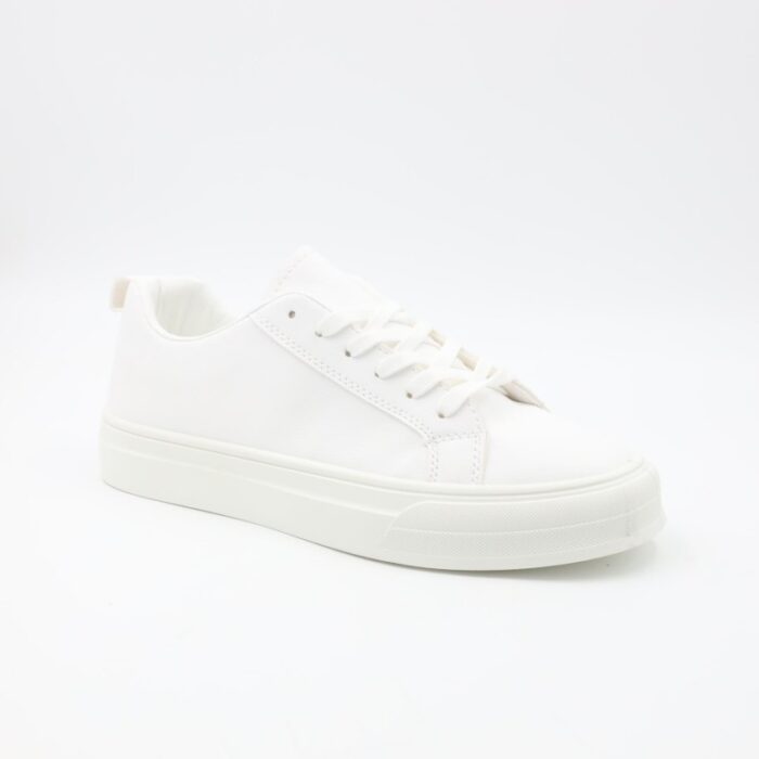 ⁦حذاء كاجوال شبابي جلد للرجال لون أبيض⁩ - الصورة ⁦3⁩