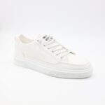 ⁦حذاء كاجوال شبابي جلد للرجال لون أبيض⁩ - الصورة ⁦2⁩