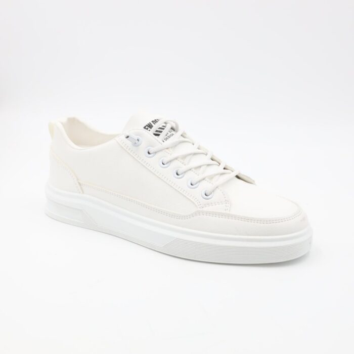 ⁦حذاء كاجوال شبابي جلد للرجال لون أبيض⁩ - الصورة ⁦2⁩