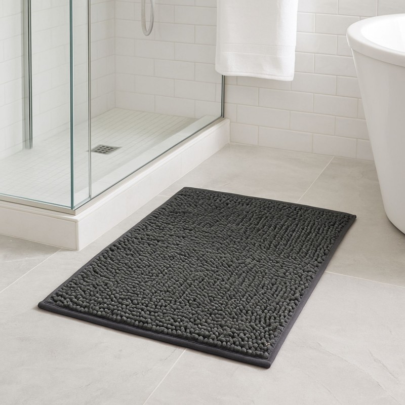 ⁦دعسة (سجادة حمام) مقاس 80×50 سم لون رمادي غامق⁩ - الصورة ⁦1⁩