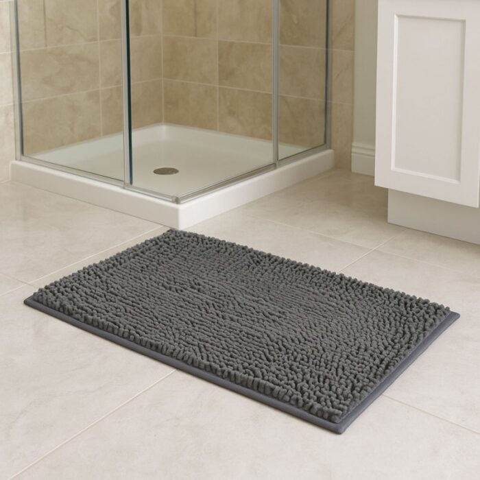 ⁦دعسة (سجادة حمام) مقاس 80×50 سم لون رمادي غامق⁩ - الصورة ⁦2⁩