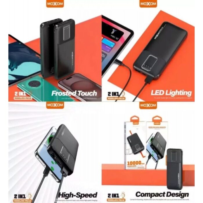 ⁦بوربانك موكسوم 10.000 ميلي أمبير - موديل PB118 - منفذين USB ومنفذ Micro ومنفذ Type C⁩ - الصورة ⁦2⁩