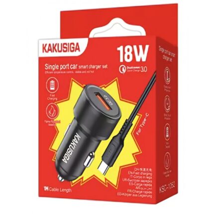 عظمة شحن للجوال في السيارة منفذ USB و وصلة Type C - قوة 18 واط - ماركة Kakusiga