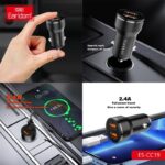 ⁦شاحن سيارة Earldom CC-19، بمنفذين USB، مع كيبل منفذ ايفون Lightning - بقوة 12 واط.⁩ - الصورة ⁦2⁩