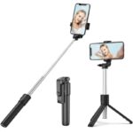 ⁦عصا سيلفي R1 للجوال يعمل بالبلوتوث، حامل ثلاثي القوائم متوافق مع جميع الهواتف الذكية (لون اسود)⁩ - الصورة ⁦2⁩