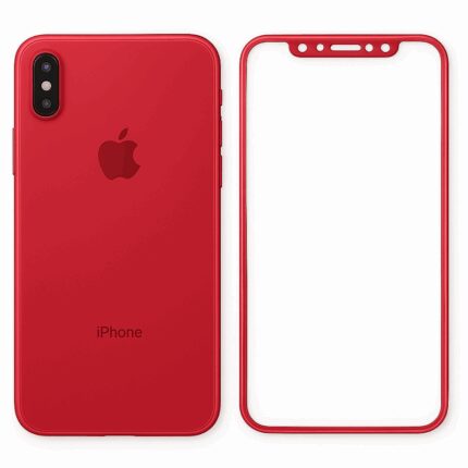 لزقة شاشة مع ظهر لايفون XS Max - لون أحمر