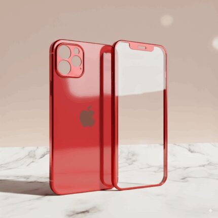 لزقة شاشة مع ظهر لايفون IP 12 Pro بحجم 6.1 بوصة - لون أحمر