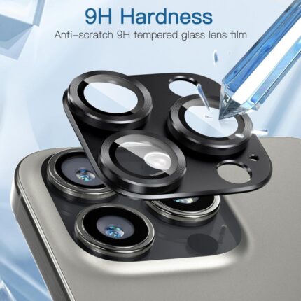 حماية عدسة كاميرا لآيفون
  16/ 15Plus مصنوعة من زجاج مقوّى قطعة واحدة - لون أسود