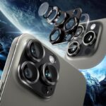 ⁦حماية عدسة كاميرا لآيفون
  16/ 15Plus مصنوعة من زجاج مقوّى قطعة واحدة - لون أسود⁩ - الصورة ⁦2⁩