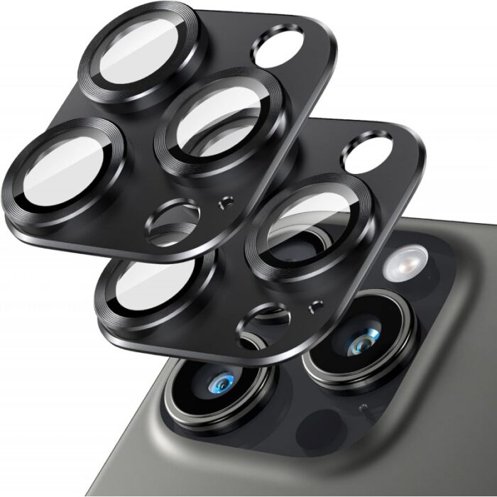 ⁦حماية عدسة كاميرا لآيفون
  16/ 15Plus مصنوعة من زجاج مقوّى قطعة واحدة - لون أسود⁩ - الصورة ⁦3⁩