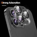 ⁦حماية عدسة كاميرا لآيفون
  14Pro Max/ 14 Pro مصنوعة من زجاج مقوّى قطعة واحدة - لون أسود⁩ - الصورة ⁦2⁩