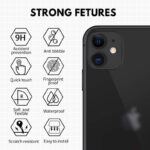 ⁦حماية عدسة كاميرا آيفون 12 حجم 6.1 بوصة - مصنوعة من زجاج مقوّى قطعة واحدة - لون أسود⁩ - الصورة ⁦2⁩