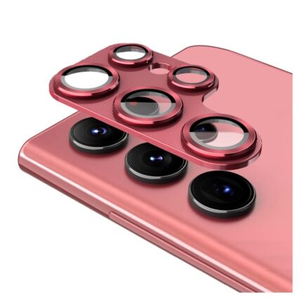 حماية عدسة كاميرا للسامسونج S23 Ultra لون أحمر- مصنوعة من معدن قطعة واحدة