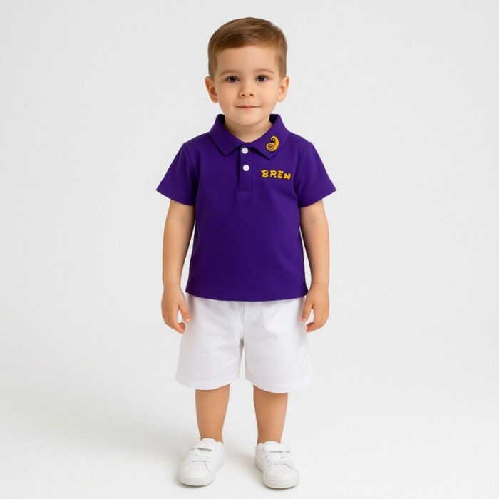 103389967_68d24f5f0046a طقم قطعتين بأكمام قصيرة مع شورت للأطفال لون بنفسجي - الصورة 1