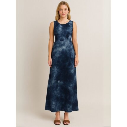 فستان بيتي مخطط للنساء لون كحلي