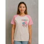 تيشيرت ستاتي ابيض وزهري