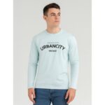 تيشيرت بأكمام طويلة للشباب لون أزرق فاتح