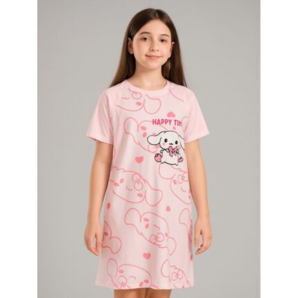 فستان بيتي بناتي للأطفال لون زهري