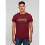 تيشيرت بأكمام قصيرة للشباب لون خمري