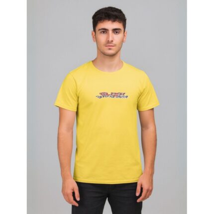 تيشيرت بأكمام قصيرة للشباب لون أصفر