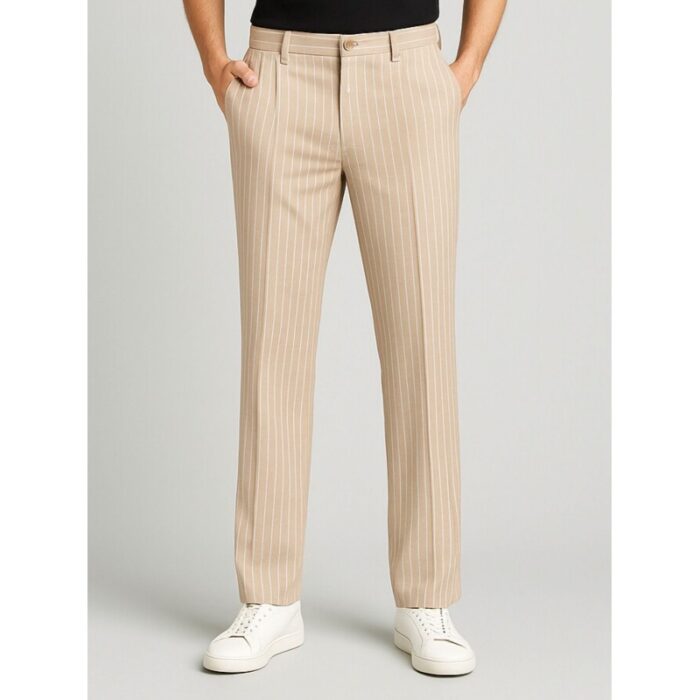 ⁦بنطلون كاجوال رجالي لون بيج⁩ - الصورة ⁦2⁩