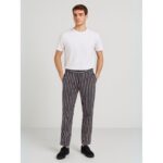 ⁦بنطلون كاجوال مخطط رجالي لون أسود⁩ - الصورة ⁦2⁩