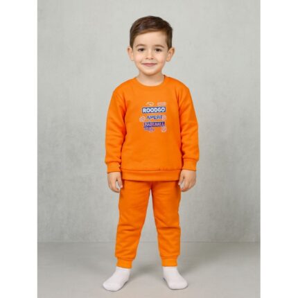 بجامة بأكمام طويلة للأطفال لون برتقالي