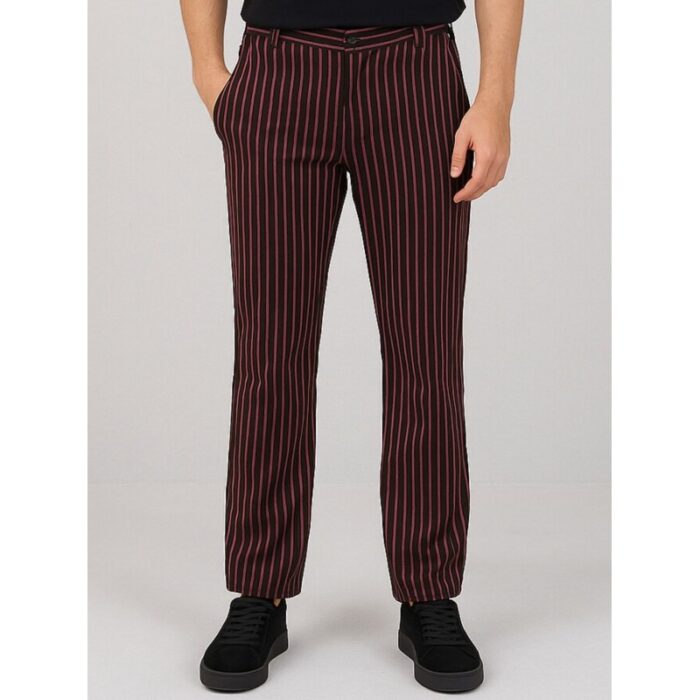 ⁦بنطلون كاجوال مخطط رجالي لون أسود⁩ - الصورة ⁦2⁩