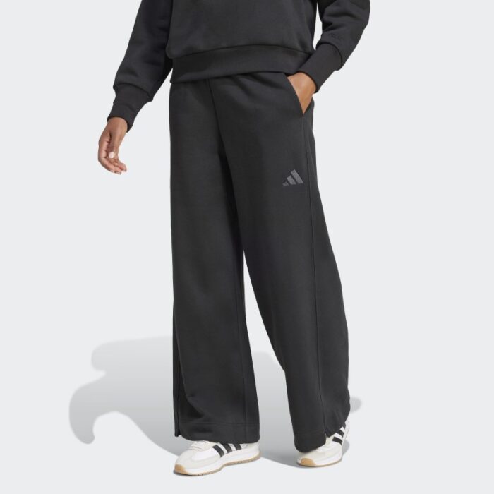⁦adidas Womens' ALL SZN Fleece Loose Wide-Leg Pants - Black⁩ - الصورة ⁦3⁩