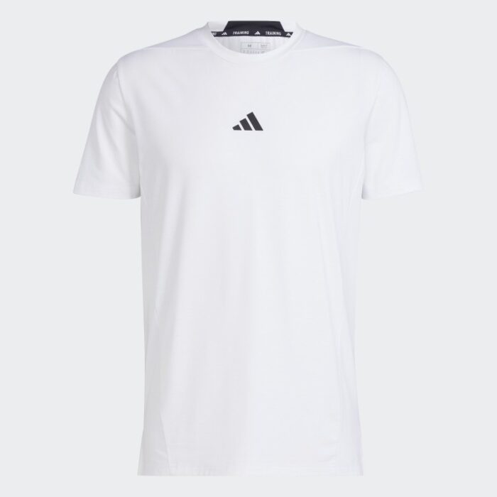 ⁦adidas Men's Designed for Training Workout Tee-White⁩ - الصورة ⁦2⁩