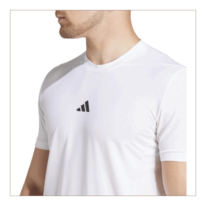 ⁦adidas Men's Designed for Training Workout Tee-White⁩ - الصورة ⁦6⁩