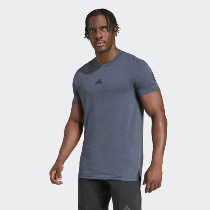 ⁦adidas Men's Designed for Training Workout Tee - Blue⁩ - الصورة ⁦3⁩