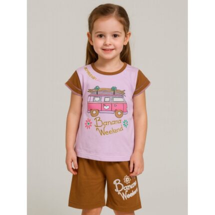 طقم أطفال قطعتين شورت + تيشيريت