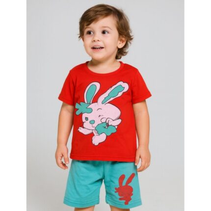 طقم أطفال قطعتين شورت + تيشيريت