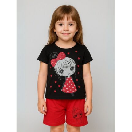 طقم أطفال قطعتين شورت + تيشيريت