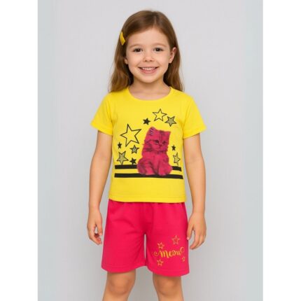 طقم أطفال قطعتين شورت + تيشيريت