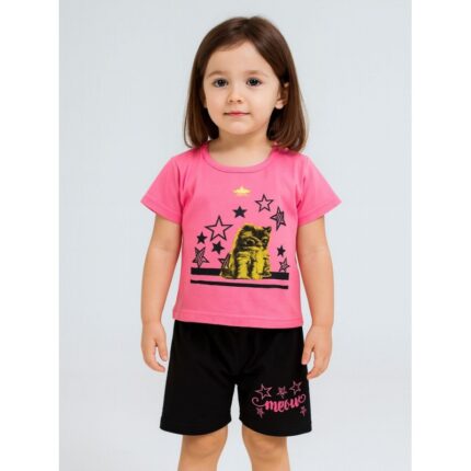 طقم أطفال قطعتين شورت + تيشيريت