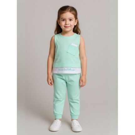 طقم بناتي قطعتين لون أخضر