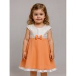 فستان بناتي برتقالي وأبيض