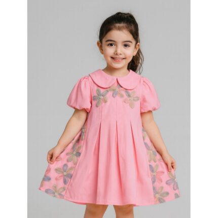 فستان بناتي لون زهري